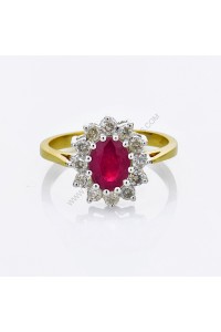 Ruby and Diamond Cluster Ring